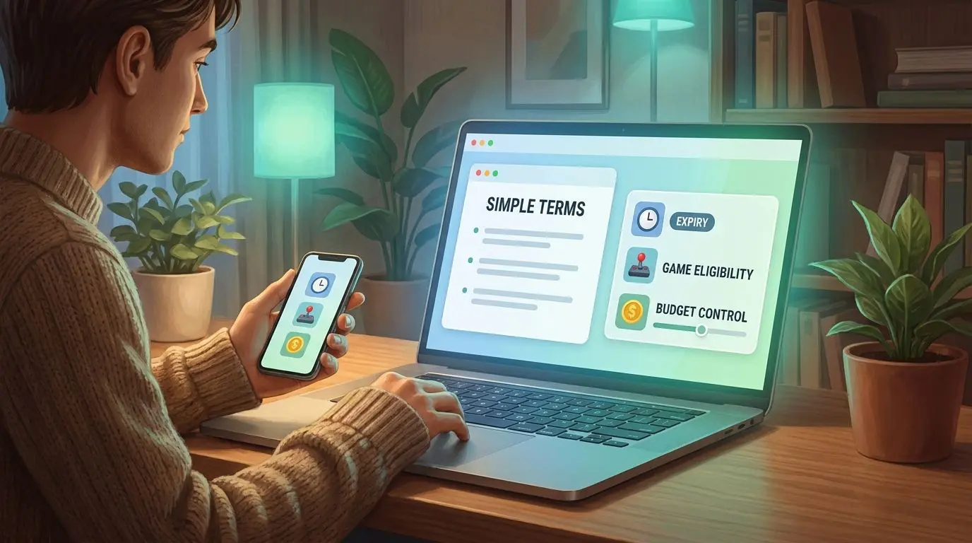 Guide style visual about reading bonus terms clearly