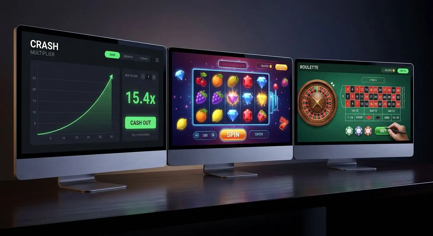 Comparison of crash, slots and table game interfaces