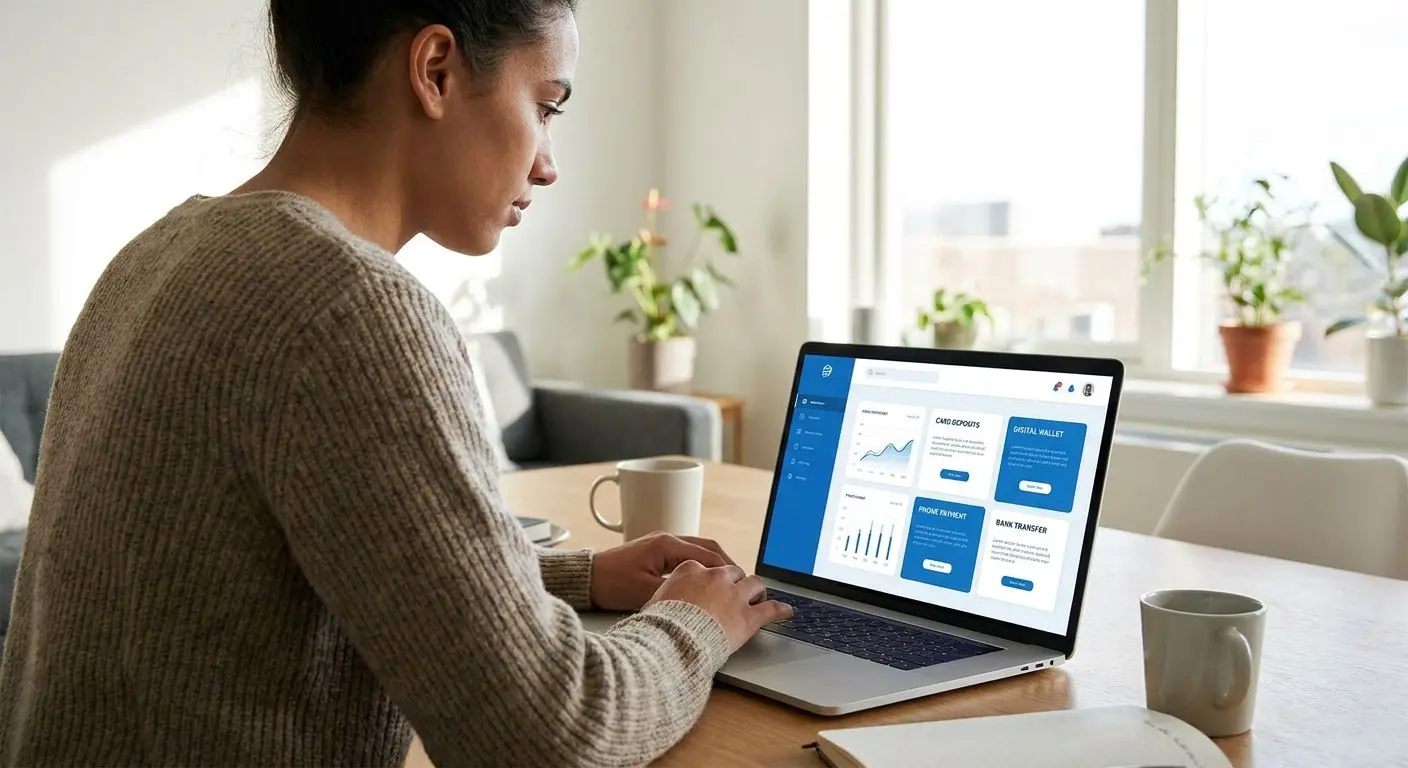 User viewing a deposits overview with card, wallet and mobile payment options