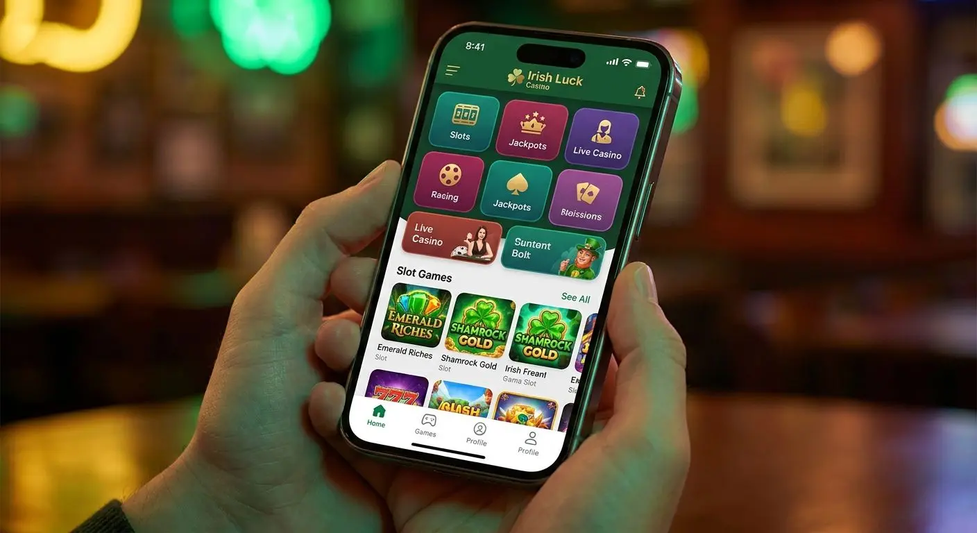 PlayOJO iOS app lobby shown on an iPhone screen