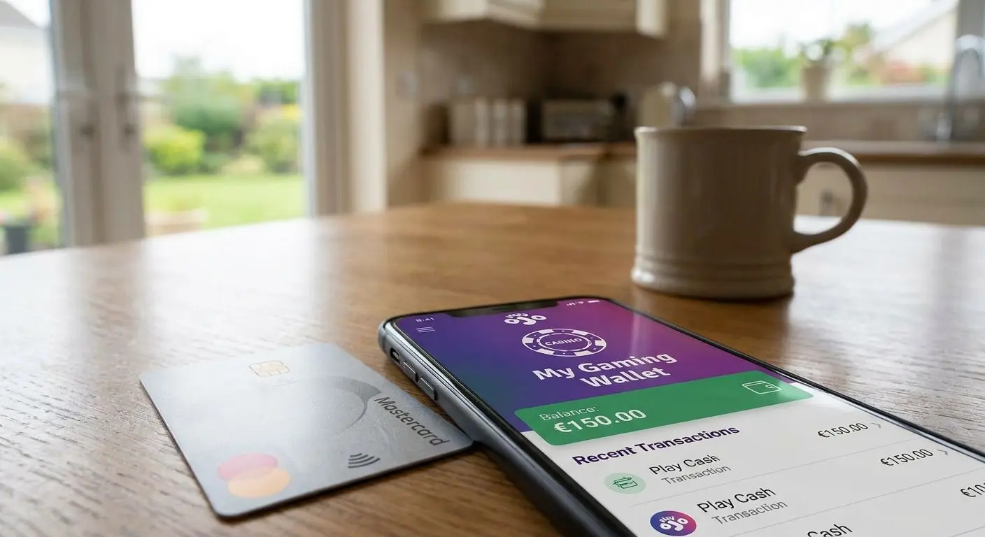Mastercard card and phone showing mobile payment journey for an Irish player