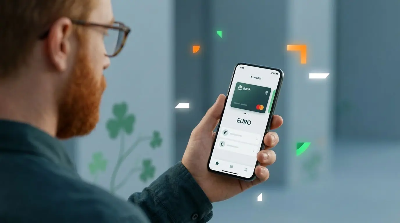 Online wallet illustration for Irish players using PayPal on mobile