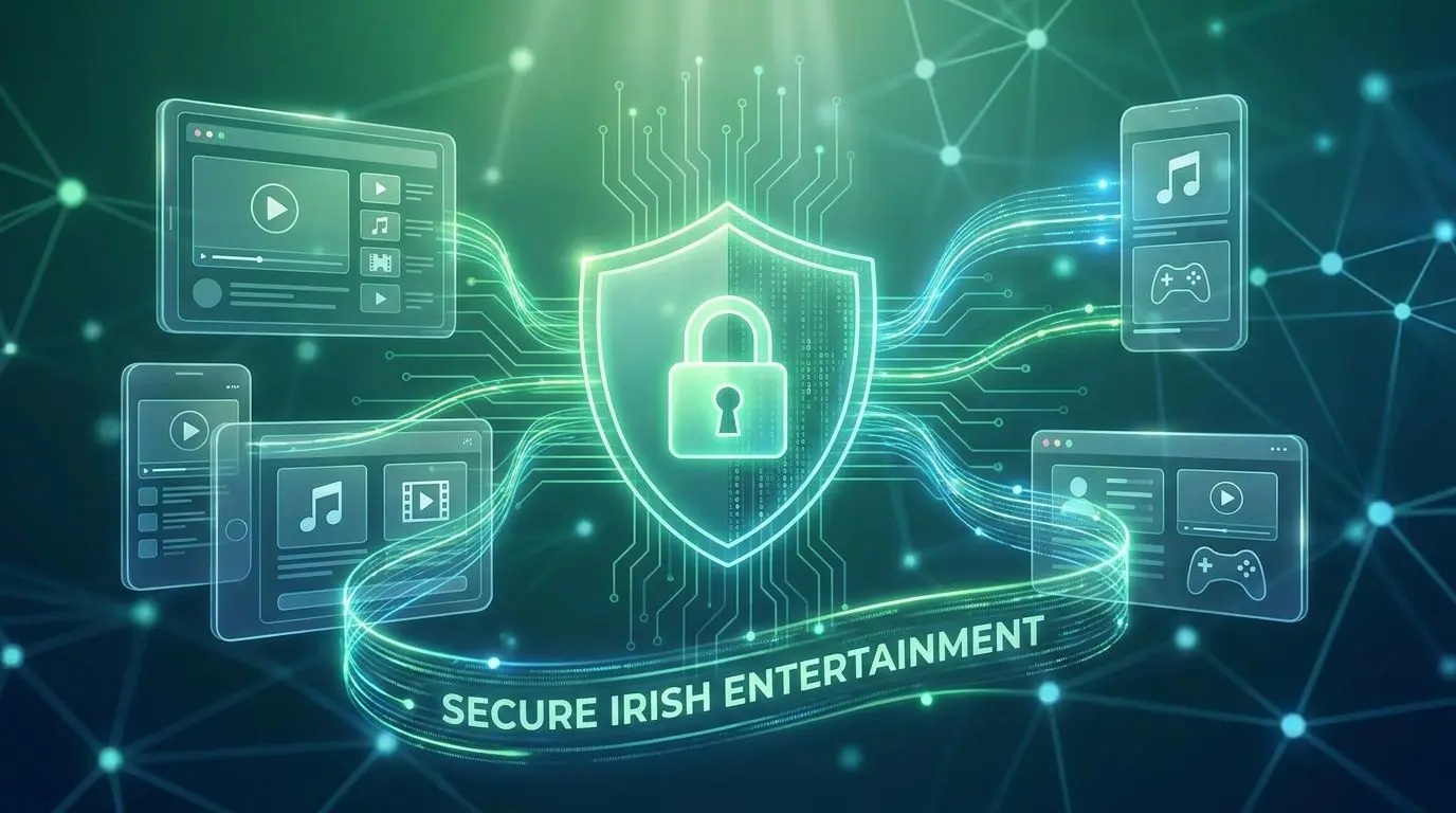 Digital security illustration for Irish player privacy and account protection