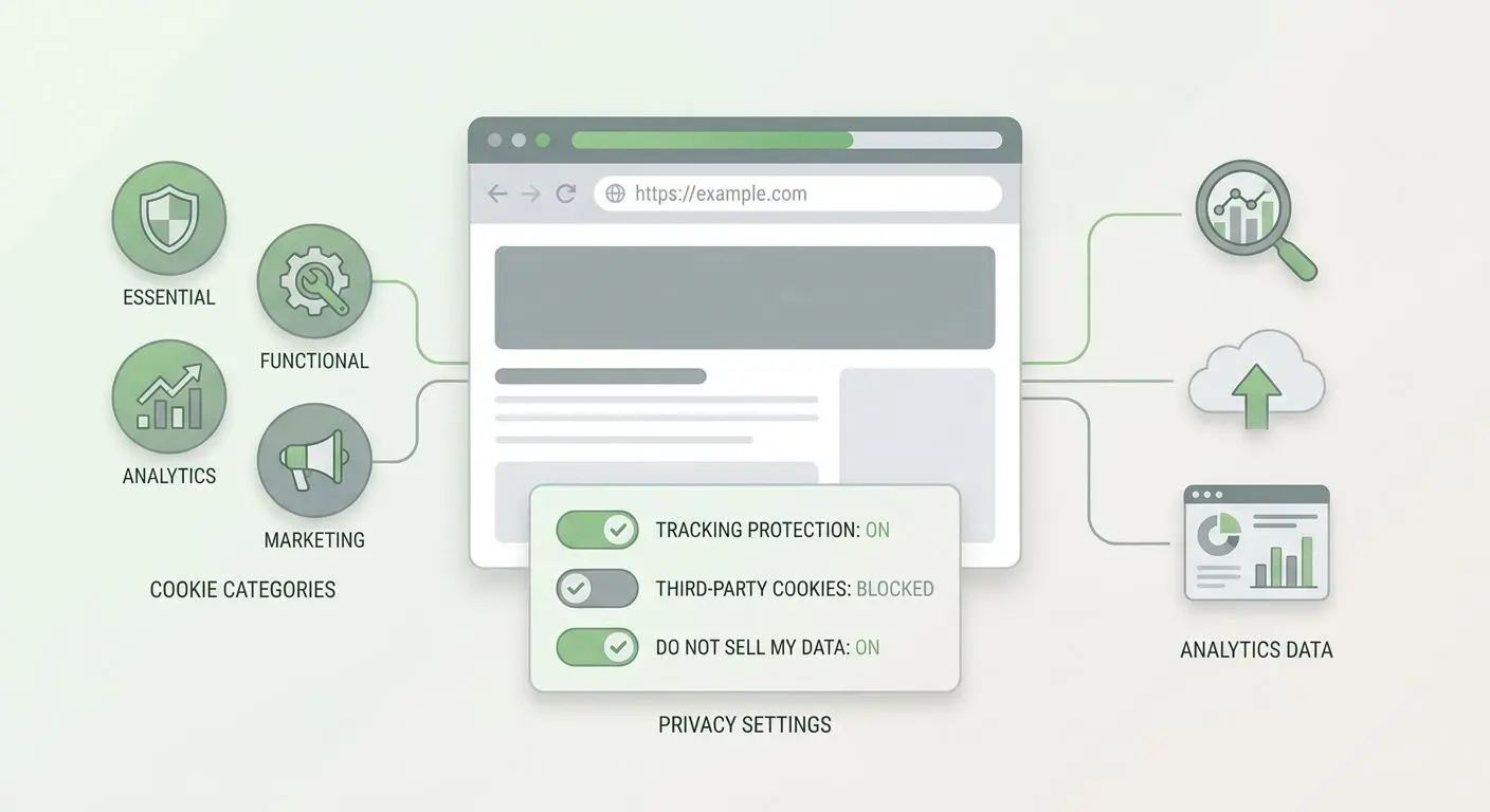 Cookie categories infographic for website privacy settings
