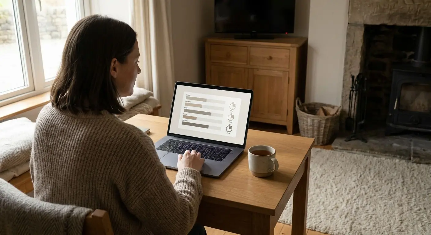 Adult user reviewing personal limits on a laptop