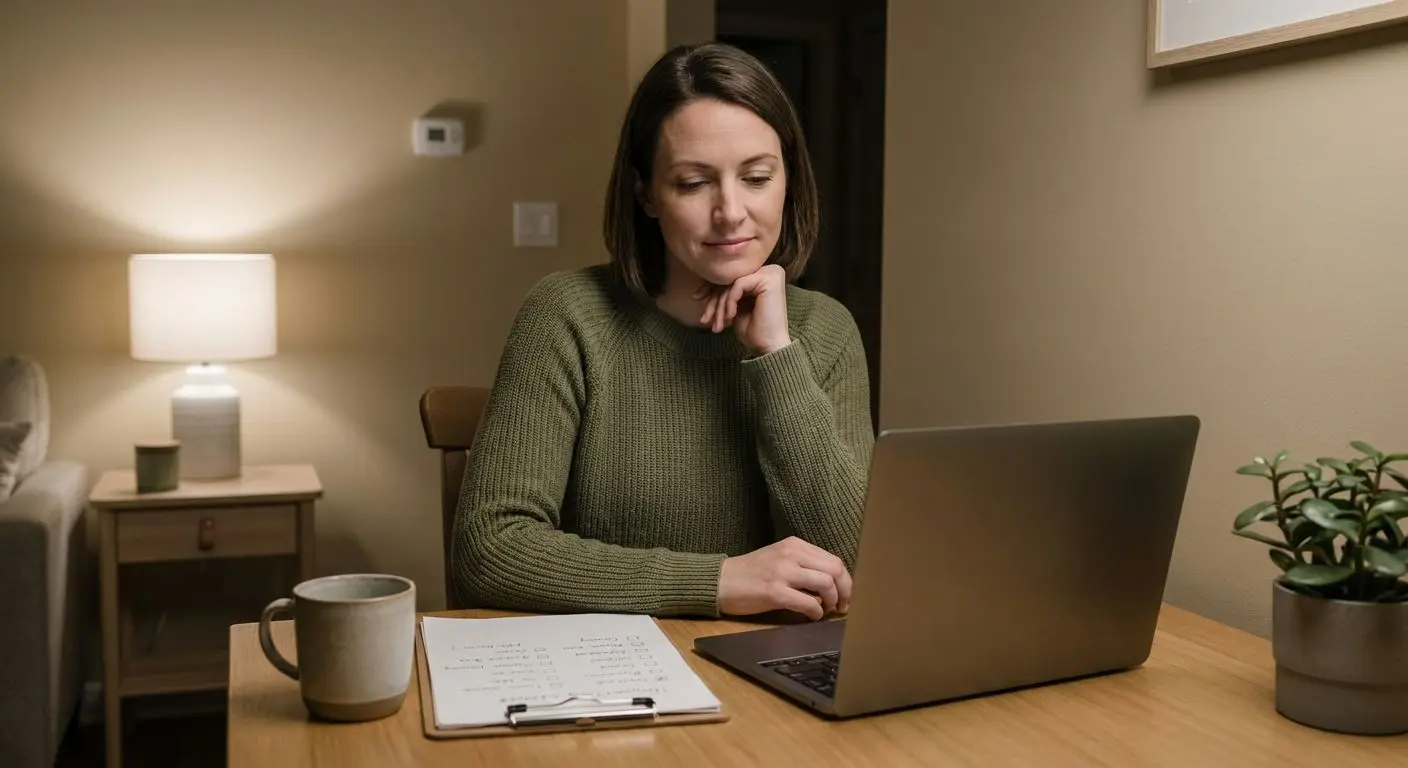 Adult player reviewing a safer play checklist at home
