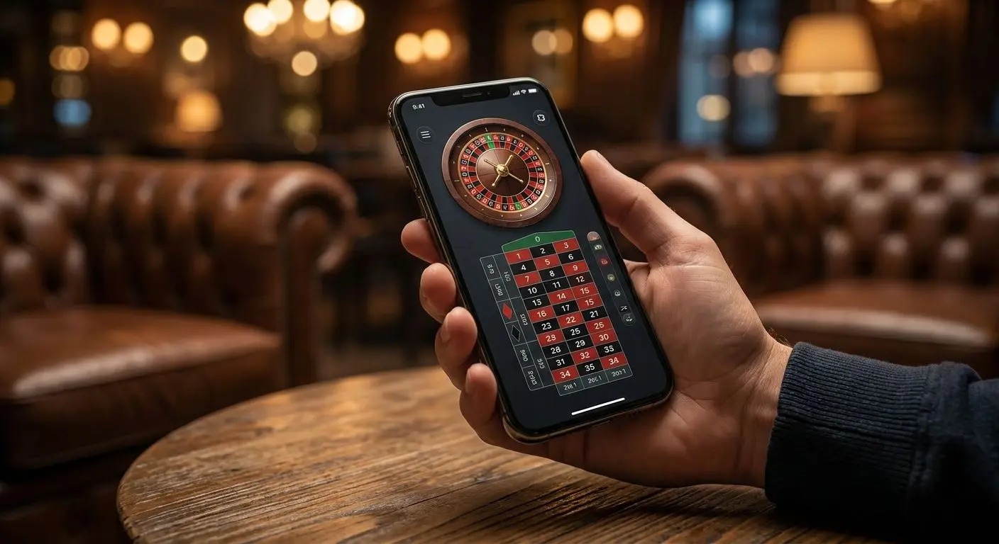 Smartphone displaying a mobile roulette game interface