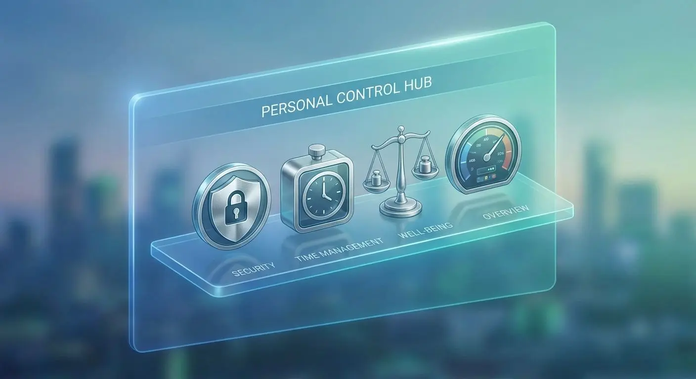 Illustration of player control tools with timer and safety icons