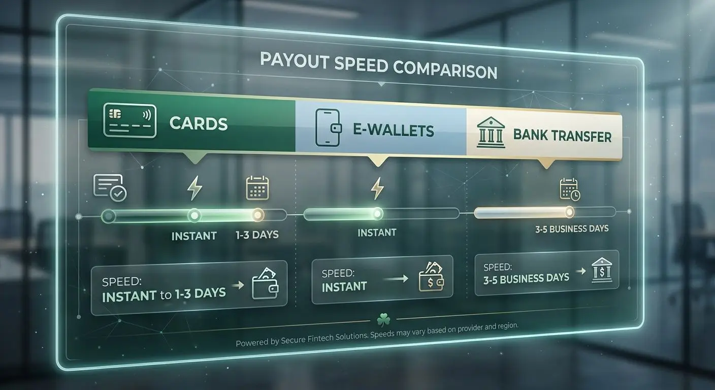 Timeline comparing withdrawal speeds by payment method type